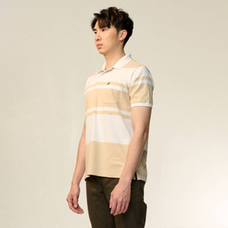 ENHANCED NEUTRALS REGULAR FIT STRIPE POLO SHIRT เสื้อโปโลลายริ้วสีครีม ENHANCED NEUTRALS ทรงเรกูล่าร์ฟิต