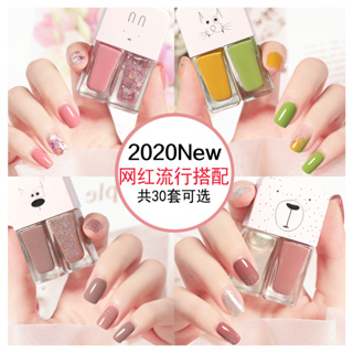 🤩Best Seller🤩 น้ำยาทาเล็บเจล สีทาเล็บแบบไม่ต้องอบ ยาทาเล็บ 2 in 1 Nail Polish လက်သည်းဆိုးဆေး