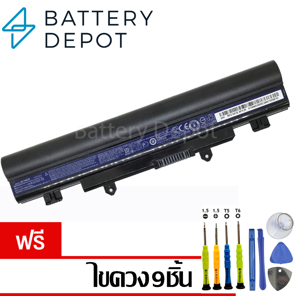 [ฟรี ไขควง] Acer แบตเตอรี่ ของแท้ AL14A32 (Acer Aspire E5-411 E5-421 E5 ...