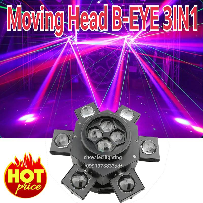 moving-head-b-eye-3in1eyed-6led-b-eye-4led-2laserไฟ-led-มูฟวิ่งเฮด-มูฟวิ่ง-สไปเดอร์-ไฟเธค-ไฟผับ-ไฟเลเซอร์-ไฟดิ้สโก้เทค