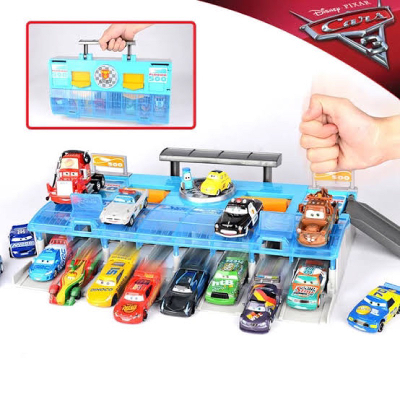 Disney Pixar Cars 3 Launcher แบบพกพากล่องโรงรถ McQueen 1:55 (ไม่มีรถให้ ...