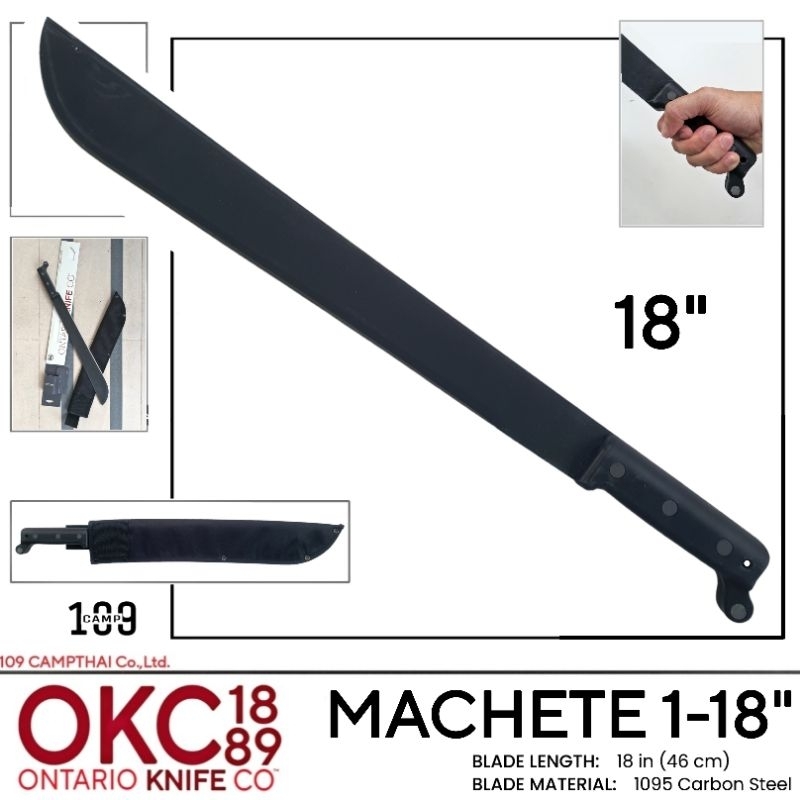 machete-ontario-18นิ้ว-มีดเดินป่าคู่ตัวของทหารอเมริกา-พร้อมปลอกใส่ผ้าไนล่อน-made-in-u-s-a