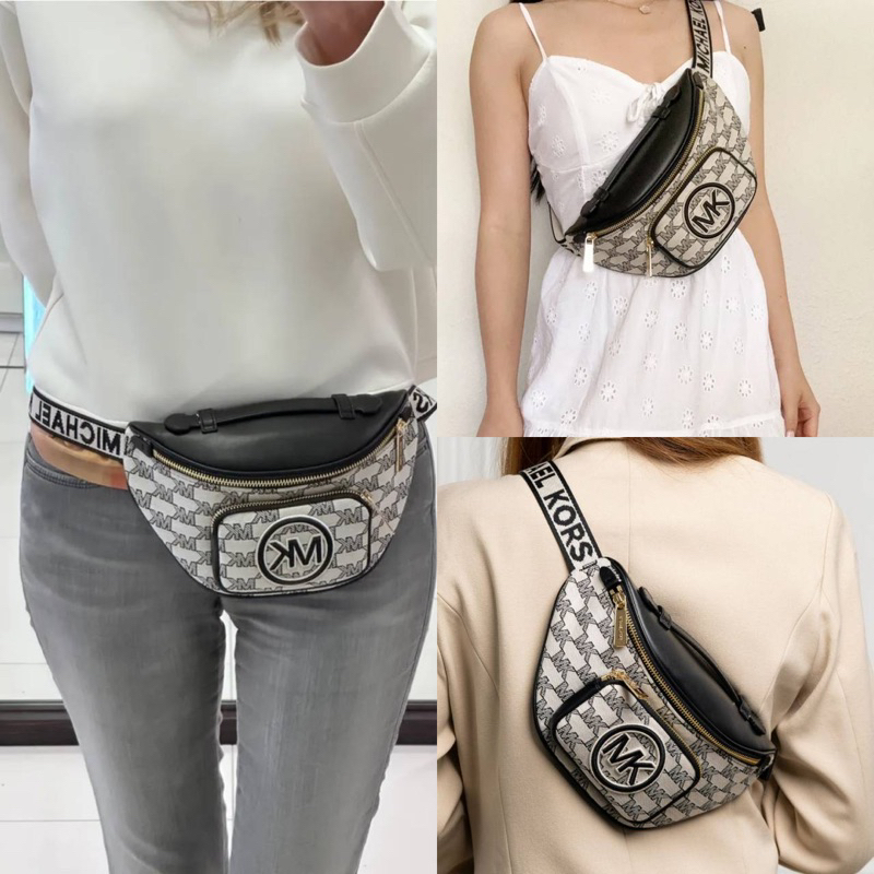 แท้-พร้อมส่ง-คาดอก-michael-kors-35s3gerc0j-erin-xs-waist-bag-fannypack-mk-logo-jacquard