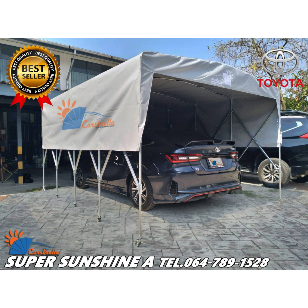 โรงจอดรถสำเร็จรูป-carsbrella-รุ่น-super-sunshine-a-โครงสร้าง-ผลิตจากเหล็กกัลวาไนซ์