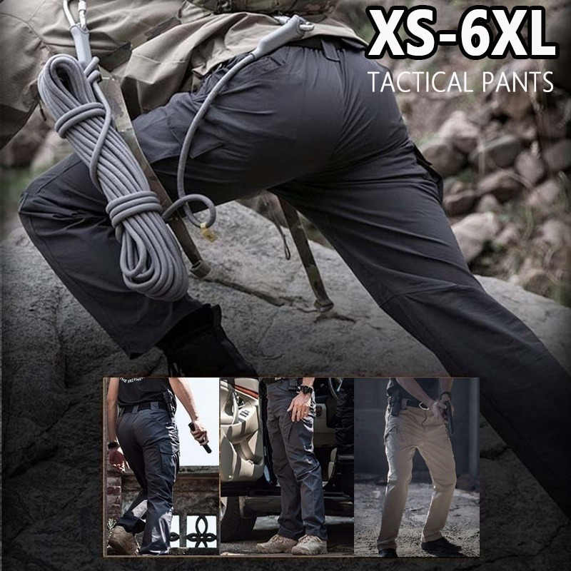 ix7-กางเกงยุทธวิธีผู้ชาย-งกองทหาร-ผ้าริปสตอปกันน้ำ-มีช่องกระเป๋าหลายช่อง-พลัสไซส์กางเกงขายาว