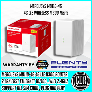 [ส่งฟรี]Mercusys เราเตอร์ใส่ซิม 4G LTE รุ่น MB110-4G สินค้าใหม่ เราเตอร์ 4G LTE Wireless N 300 Mbps [ประกันศูนย์ 1 ปี]