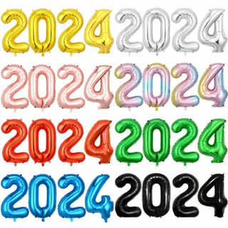 ลูกโป่งตัวเลข 2024 ขนาด 16นิ้ว ลูกโป่งปีใหม่