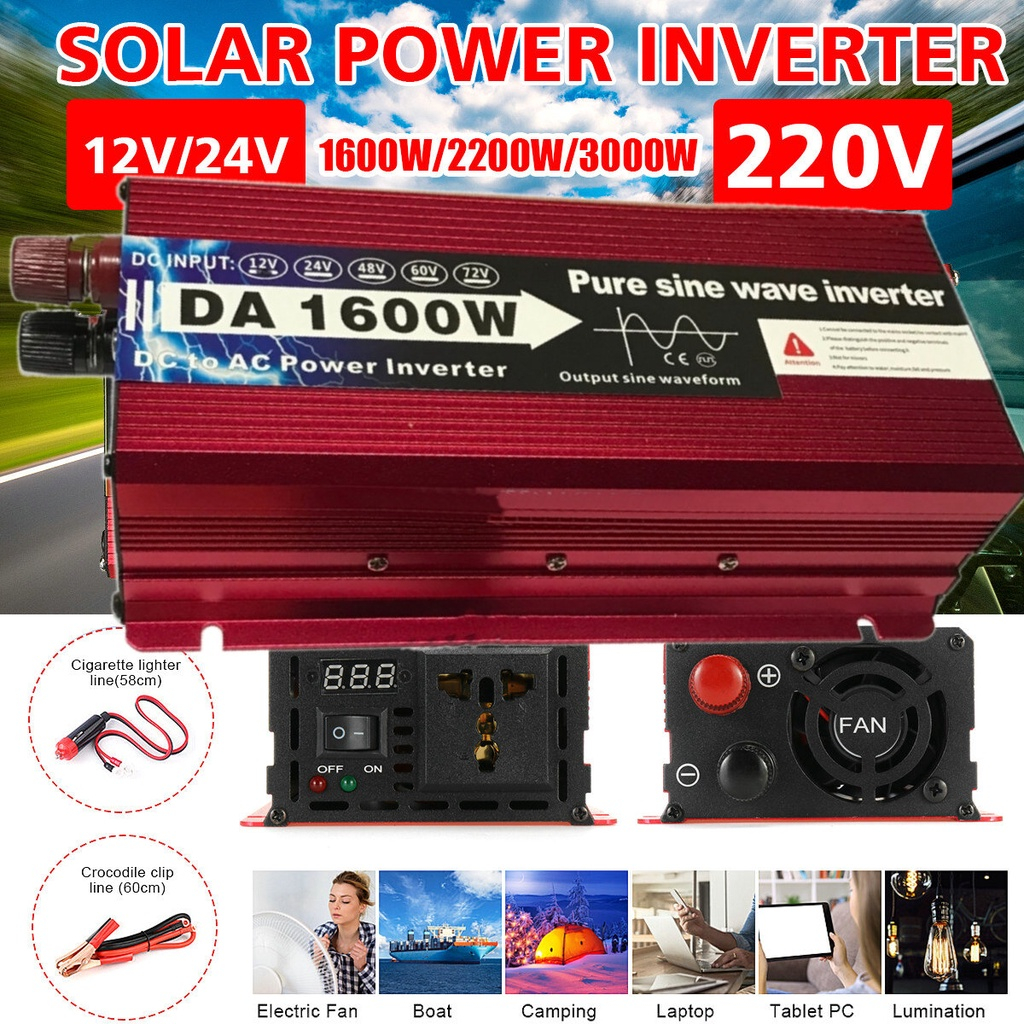 DA inverter 1000w รุ่น12v TO 220V อินเวอร์เตอร์เพรียวซายเวฟแท้ ตัวแปลง ...