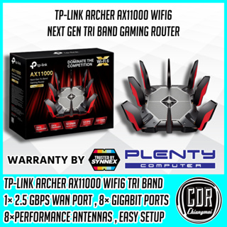 เราเตอร์สำหรับคอเกมส์ TP-Link Archer AX11000 WiFi 6 Tri-Band Gaming Router [รับประกันตลอดอายุการใช้งาน]