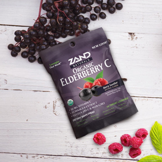 Zand Organic Elderberry + Vitamin C Berry Soother 18 Throat Lozenges ออร์แกนิค ลูกอม เอลเดอร์เบอร์รี่ วิตามินซี Candy