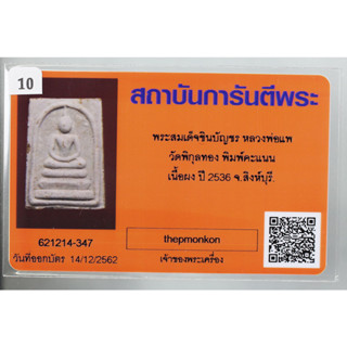 พระสมเด็จ ชินบัญชร หลวงพ่อแพ วัดพิกุลทอง จ.สิงห์บุรี  พิมพ์คะแนน  เนื้อผง ปี 2536