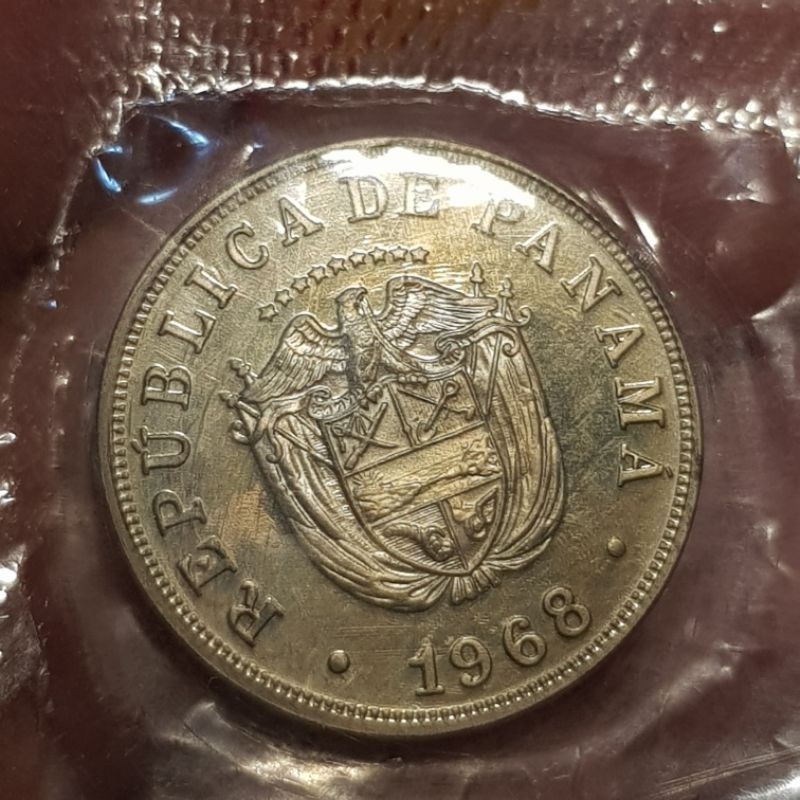 เหรียญขัดเงาปานามา-5-cent-ปี-1968-ผลิตแค่-23-000-เหรียญ