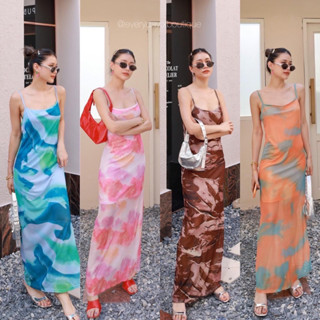 NEW!! MAXI DRESS🌦️🌊(430฿ฟรีส่ง) เดรสสายเดี่ยวผ้ามุ้ง ตัวผ้าลายปริ้นท์ทั้งตัว งานสวยเหมือนเดิมค่า มีซับในนะคะ glam