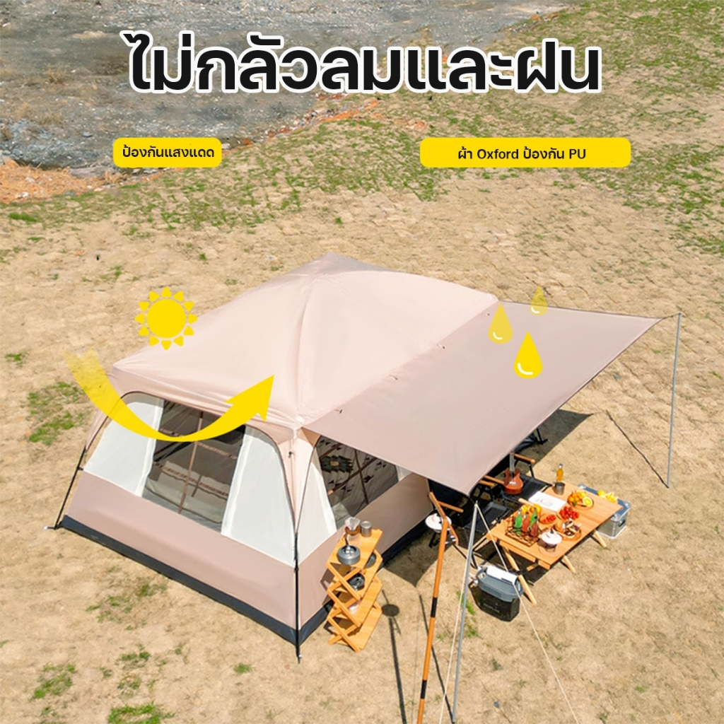 เต็นครอบครัว-เต็นท์ใหญ่-tent-เต็นท์นอน-ขนาด-8-12-คน-2ห้องนอน-1ห้องนั่งเล่น-กันแดดกันฝน-มีตะข่ายรอบด้าน