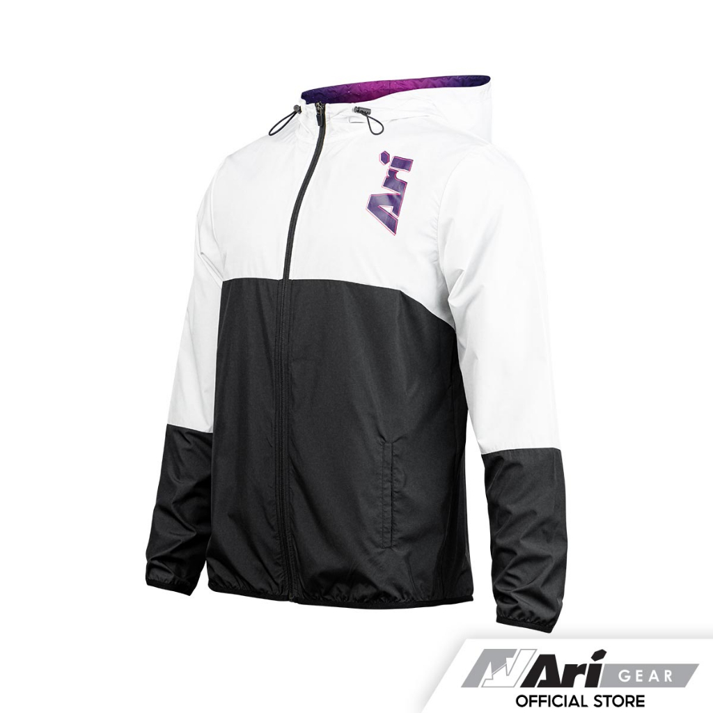 ari-retro-cyber-windbreaker-black-purple-white-เสื้อแจ็คเก็ตอาริ-เรโท-ไซเบอร์-สีขาวดำม่วง