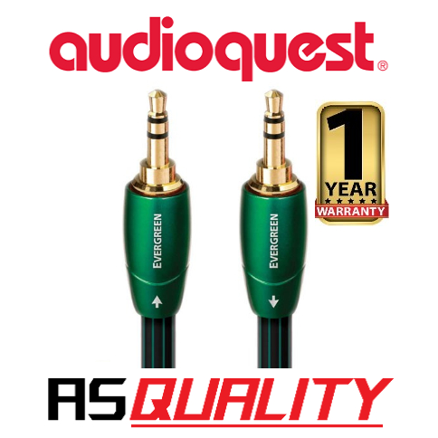 Audioquest Evergreen | Câble 3,5mm à 3,5mm - Bouchons plaqués Or - 2 Mètres