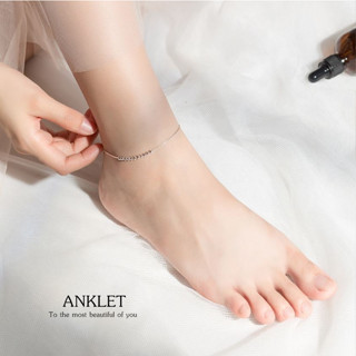 s925 Anklet19 สร้อยข้อเท้าเงินแท้ ลูกปัดเงิน โซ่กระดูกงู ใส่สบาย เป็นมิตรกับผิว