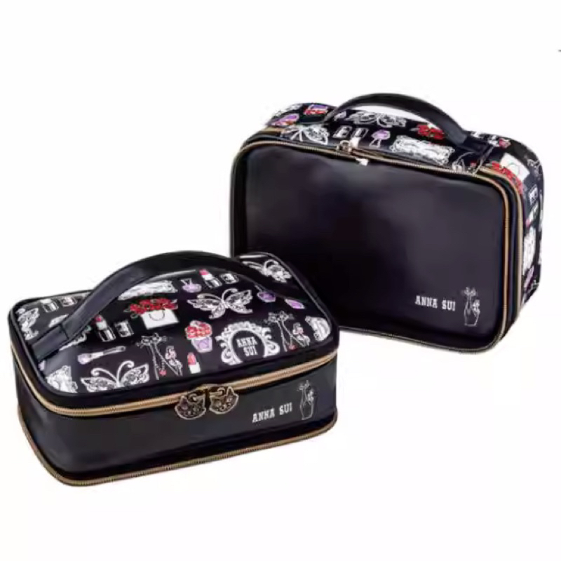 กระเป๋าสุดฮิตจากญี่ปุ่น-annasui-cosmetic-bag-set-จากนิตยสารญี่ปุ่น-เซตกระเป๋าเครื่องสำอางค์-รูดซิปถอดแบ่งได้-2-ใบ