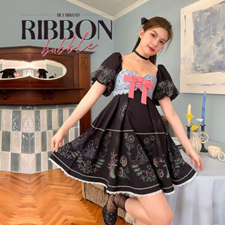 R142 Ribbon bubble : Dress มินิเดรสลายปักดอกไม้