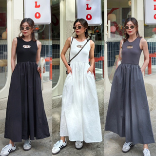 Y2K Metal Maxi Dress 🤍🩶🖤(590฿ฟรีส่ง) ล๊อคเป้า!! Y2K ฮ๊อตเกินต้านนน!! กระแสแรง!! น้องเดรสคาร์โก ตัดต่อช่วงเอว studioX2