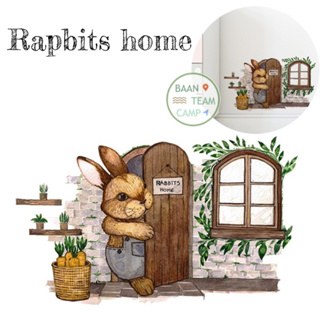 สติ๊กเกอร์ บ้าน น้องกระต่าย PVC ตกแต่งบ้าน Diy บ้านกระต่าย กระต่าย มินิมอล minimal rapbit แต่งบ้าน แต่ง บ้าน