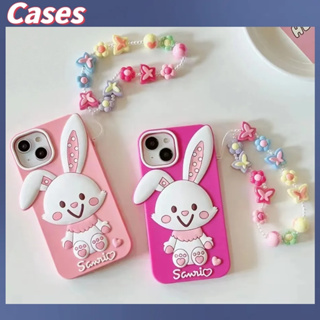 คูปองเคลม🎀เคสไอโ case for iphone 11 12 กระต่ายน่ารัก โซ่ เคส 14 13 12 11 pro max เคสโทรศัพท์ซิลิโคน
