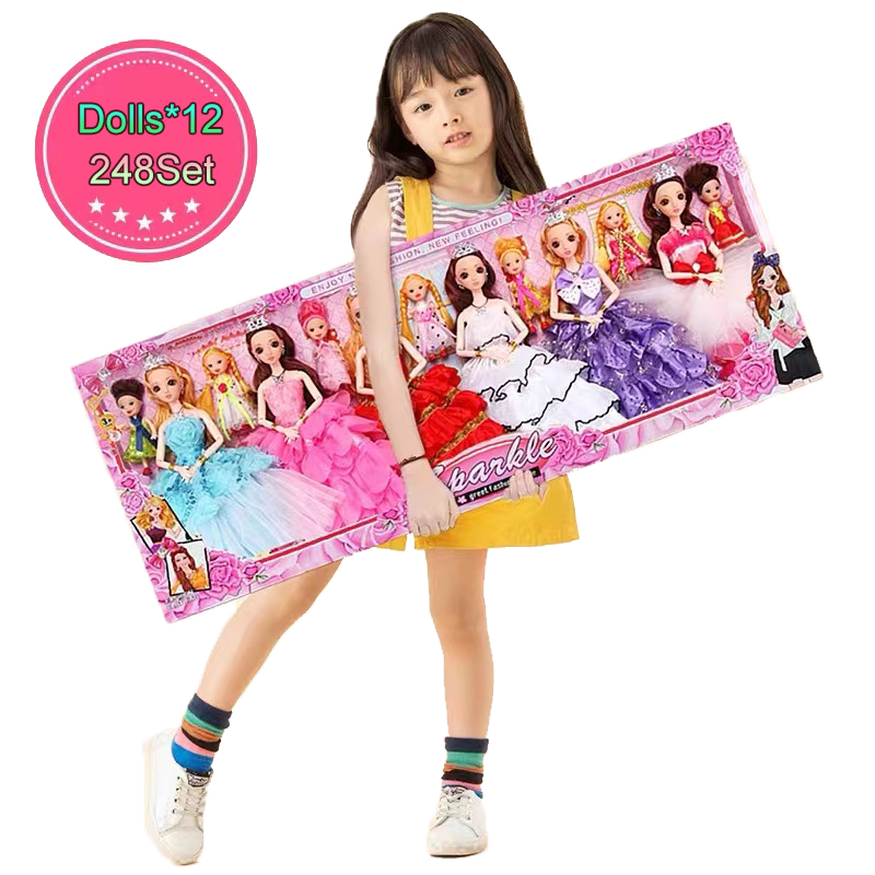 เซ็ทตุ๊กตาบาร์บี้-ของเล่นเด็กผู้หญิง-ตุ๊กตาบาร์บี้แต่งตัวชุดตุ๊กตาเจ้าหญิง-มีกระโปรง-17-ตัว-ของขวัญวันเกิดผู้หญิง