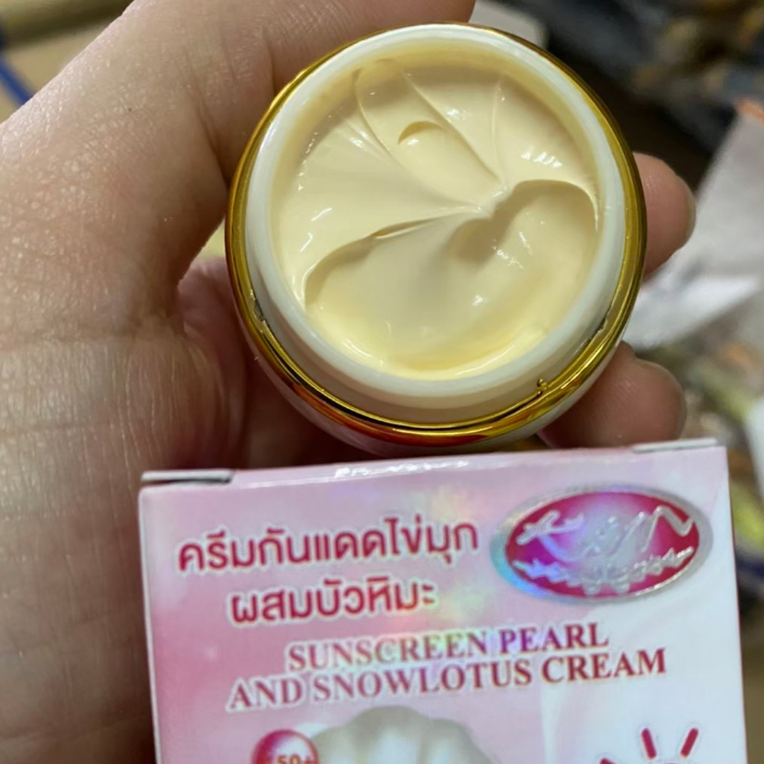 ครีมกันแดดไข่มุกผสมบัวหิมะ-kim-sunscreen-pearl-and-snow-lotus-cream-ขนาด-20-กรัม
