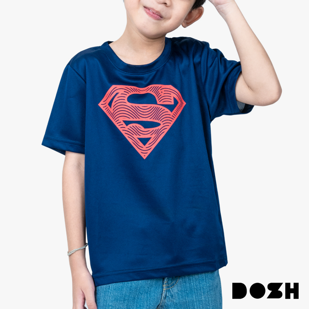 dosh-boys-t-shirts-superman-เสื้อยืดคอกลม-แขนสั้น-ผ้าโพลีเอสเตอร์-เด็กชาย-fsbt5039-nv