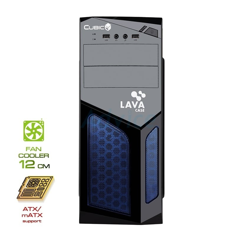 เคสคอมพิวเตอร์ ATX CASE (NP) CUBIC LAVA (BLACK/BLUE) ประกัน 7 D ...