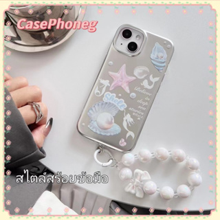 🍑CasePhoneg🍑สไตล์สร้อยข้อมือ ป้องกันการหล่น ขอบเต็ม iPhone 11 14 pro max เงิน ดาว เรียบง่าย case for iPhone 12 13