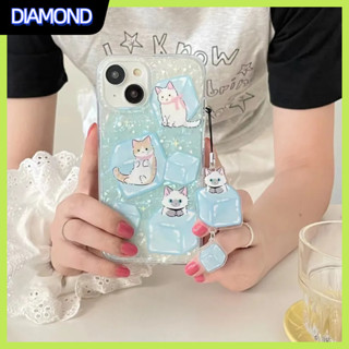 💲คูปองเคลม💲 case for iphone 11 12 ลูกแมวแช่แข็งพร้อมจี้ เคส 14 13 12 11 pro max ซิลิโคนเหลว ป้องกันการตก ทนทาน