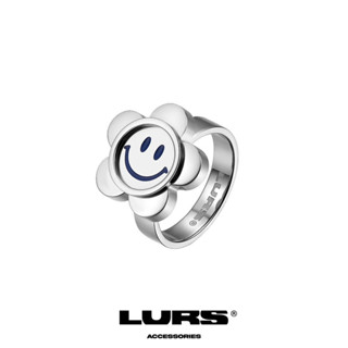 แหวนแบรนด์ LURS รุ่น BLUE EPOXY SMILEY RING