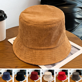 (WA) หมวกบักเก็ต สีพื้นผ้าลูกฟูก หมวกปีกรอบ Bucket hat