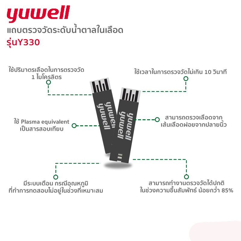 yuwell-blood-test-strip-รุ่น-y330-แถบตรวจน้ำตาลในเลือด-แผ่นตรวจน้ำตาลในเลือด-25-ชิ้น-กล่อง