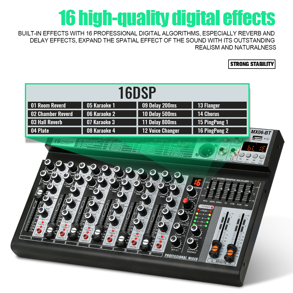 โต๊ะปรับระดับมืออาชีพ-6-ช่อง-mx06bt-equalizer-เอาท์พุท-16dsp-สัญญาณ-usb-บลูทู-ธ-mp3-ktv-เครื่องขยายเสียงการแสดงบนเวที