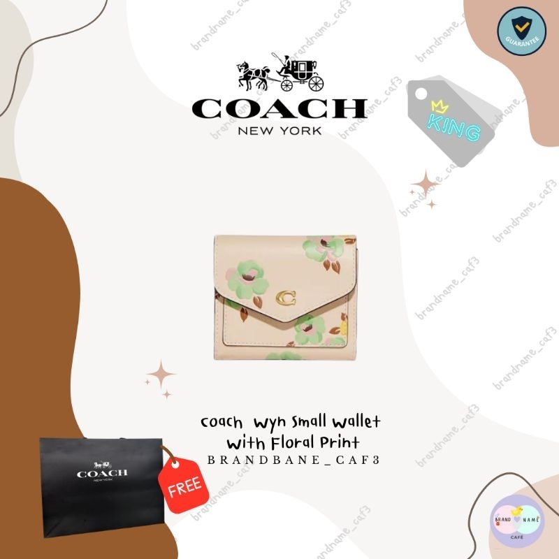 กระเป๋าสตางค์-coach-wyn-small-wallet-with-floral-print-ของแท้ป้ายคิงเพาเวอร์