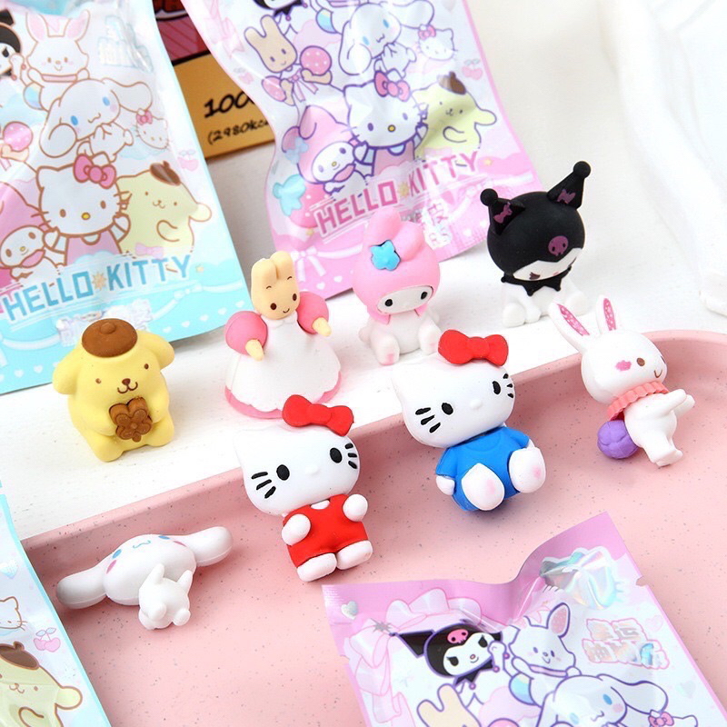 พร้อมส่งในไทย-ยางลบสุ่มซานริโอ้-ยางลบการ์ตูนน่ารักๆ-sanrio-ของเล่นสุ่มน่ารักๆ