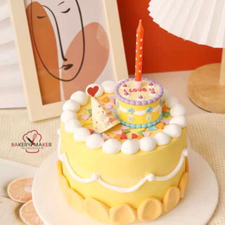 ✨ลด45฿ "BAKERY45" ขั้นต่ำ300✨ เค้กจิ๋วพลาสติกตกแต่งหน้าเค้ก 1 ชิ้น mini cake topper cake ไม่รวมเทียน