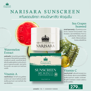 กันแดดนริศรา ไม่ผสมรองพื้น เหมาะสำหรับคนเป็นสิวผิวแพ้ง่าย คุมมันSPF50PA+++