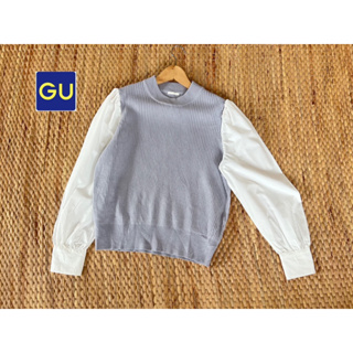 GU x L cotton  ทูโทน ม่วงอ่อนขาวละมุน คิ้วมาก อก 40 ยาว 23 Code: 1192(7)