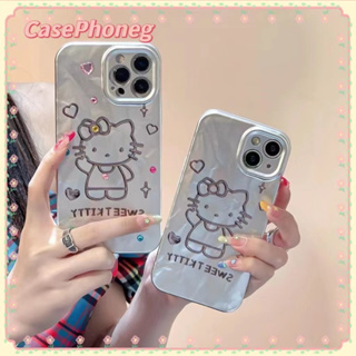 🍑CasePhoneg🍑ป้องกันการหล่น ขอบเต็ม iPhone 11 14 pro max หวานสวย เรียบง่าย การ์ตูน Hello Kitty case for iPhone 12 13