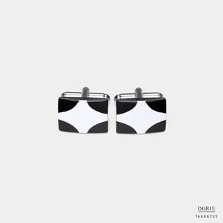 Black Silver Rhodium Cufflinks - กระดุมข้อมือสีดำ/เงิน