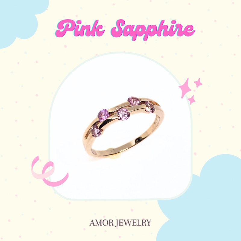 แหวนเงินแท้-925-ฝังพลอยพิ้งค์แซฟไฟร์-pink-sapphire-สวยหวานมากค่ะ