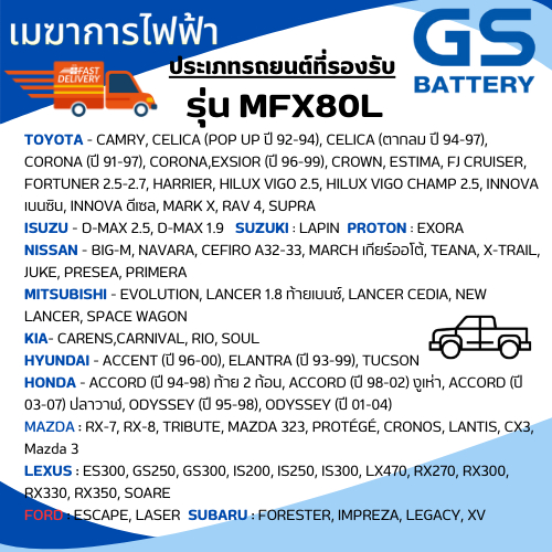 แบตเตอรีรถยนต์-gs-แบตเตอรี่-mfx-80l-75d26l-แบตเตอรี่รถยนต์ใหม่จากโรงงาน-gs-battery-กึ่งแห้ง-maintenance-free