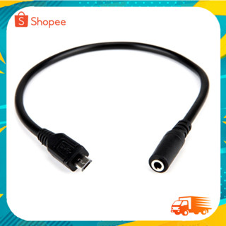 Jack 3.5mm Female 3 Pole Aux Audio Jack to Micro USB B 5 Pin Male Adapter Cable 1FT