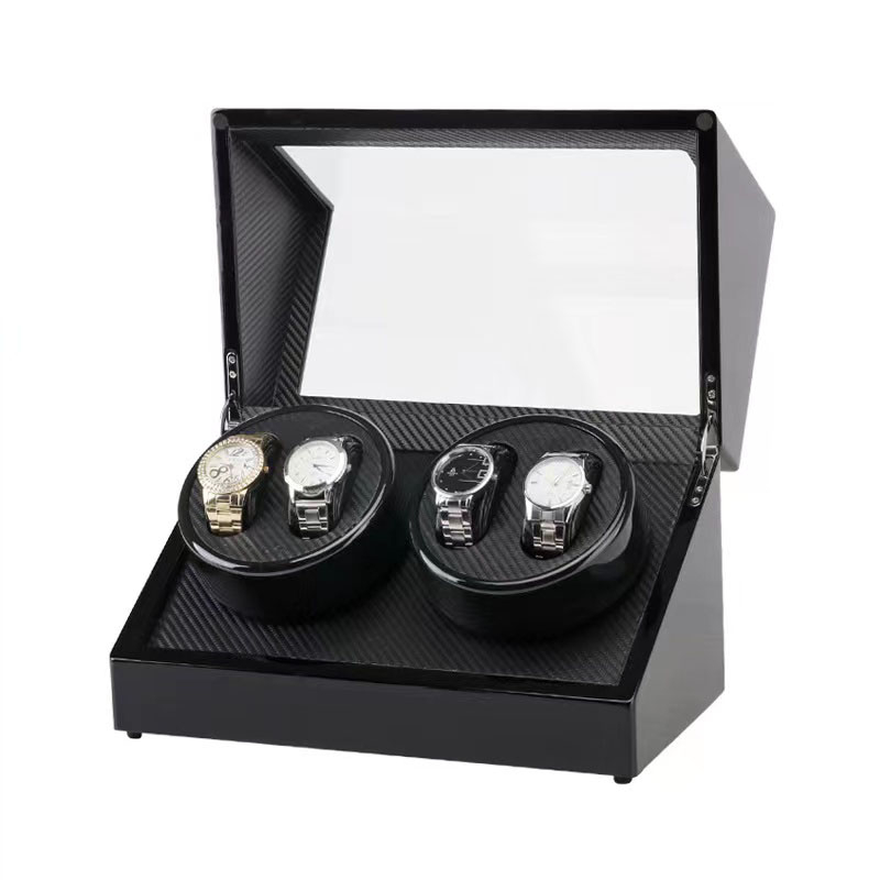 พร้อมส่ง-กล่องหมุนนาฬิกา-watch-winder-กล่องหมุนนาฬิกาอัตโนมัติ-กล่องนาฬิกา-กล่องนาฬิกาหมุน-4-เรือน-w114btในสีดำ