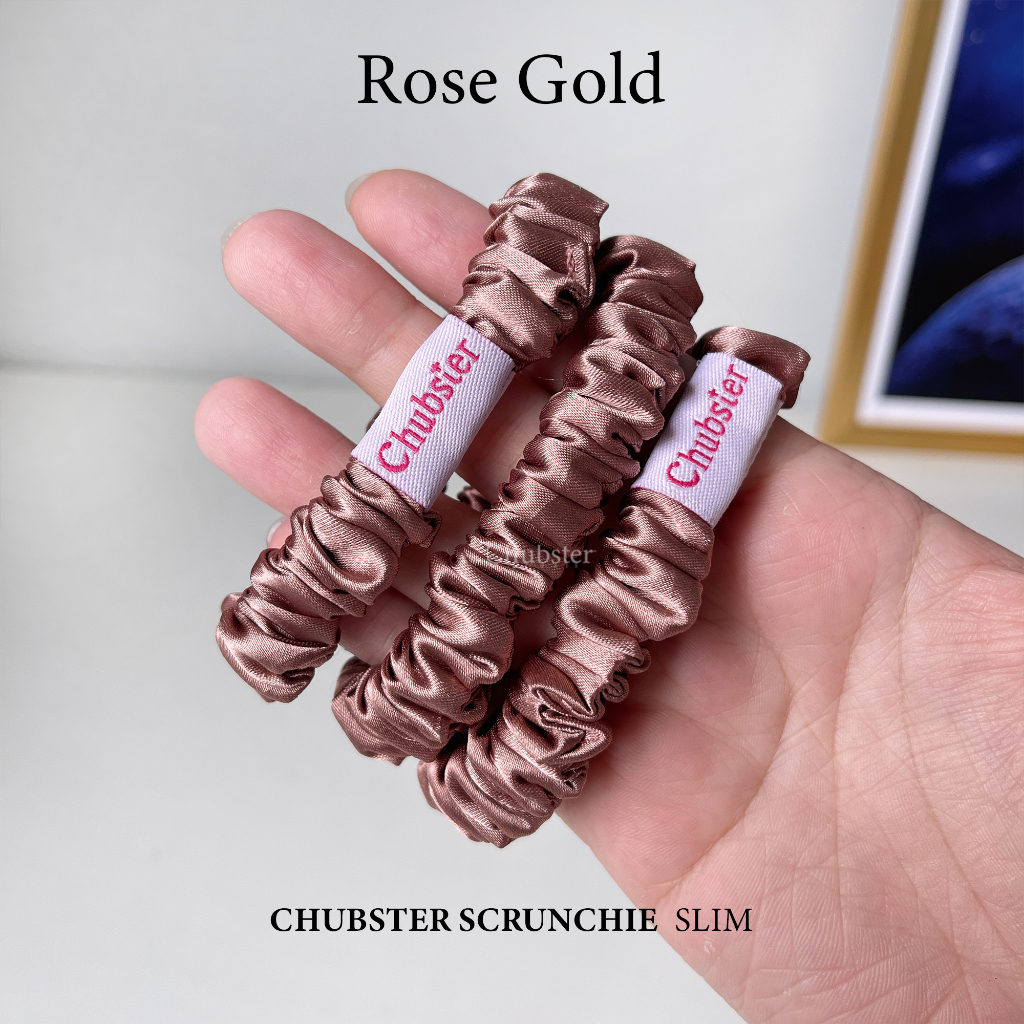 รุ่นสลิม-rose-gold-ยางรัดผม-satin-slim-scrunchie-ยางรัดผมซาติน-หนานุ่ม