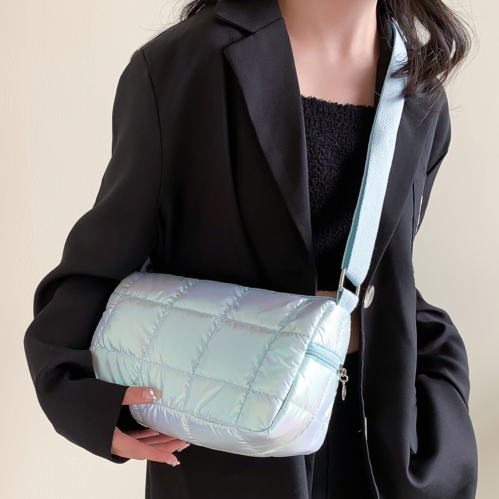 กระเป๋าสะพายฤดูหนาว-casual-quilted-check-crossbody-bag-nylon-elegant-for-work