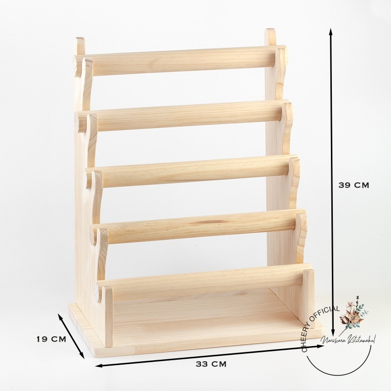 ที่โชว์กำไลข้อมือ-แบบไม้-5ชั้น-โชว์เครื่องประดับ-ทำความสะอาดได้-พร้อมส่ง